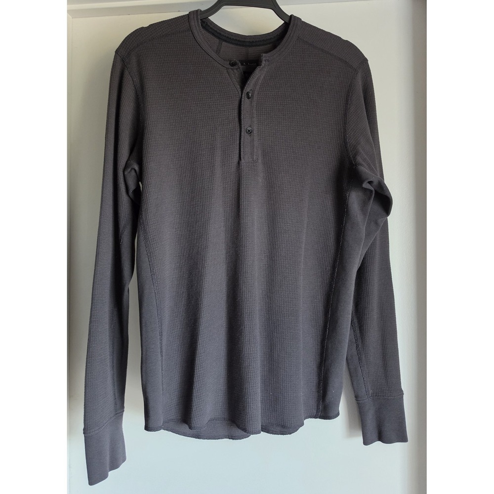Rag & Bone Men Henley Long Sleeve T-Shirt M Charcoal Solid Casual Top Tee
